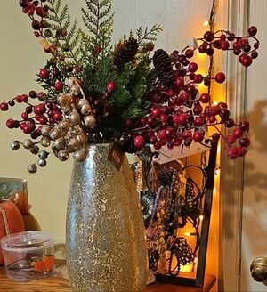 Pier 1 Festive Gold and Red Vase Arrangement
